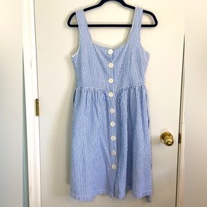 MNG Mango Casual Size 4 Blue and White Striped Button Front Dress New with Tags